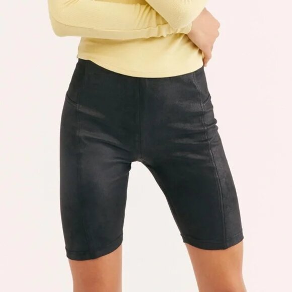 Free People Black Heatwave Faux Suede Bike Shorts - Picture 2 of 9